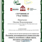 сертификат участника конференции 2013